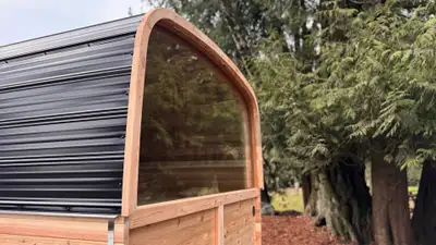 10 FT Western Red Cedar Square Barrel Sauna – Wood-Burning Harvia Stove Experience authentic Finnish...