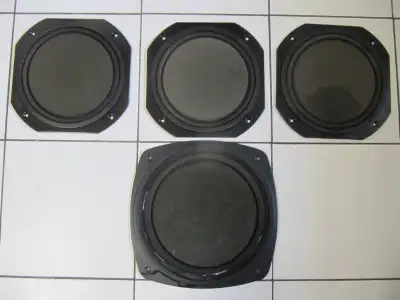 Up for sale is a vintage flat four piece lot of 10 inch and 12 inch passive speaker radiators design...