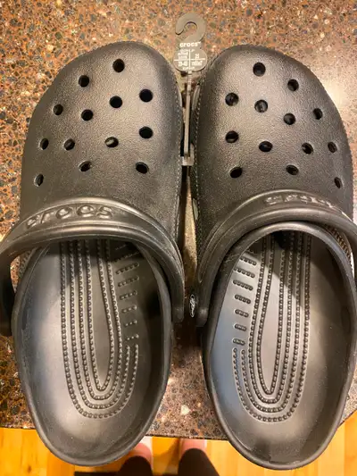 CROCS - black men’s size 7 woman’s size 9, View more
