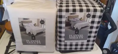 FLANNEL SHEETS 100 % COTTON 6 - PIECE SET, ONE FLAT SHEET, ONE FITTED SHEET, 4 PILLOWCASES, CONSTRUC...