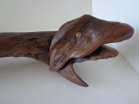 Prehistoric wooden fish sculpture 2