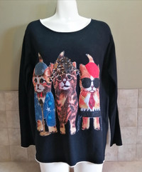 NESS Cat Sweater with Sequins & Sparkly Beads - L -  NEW