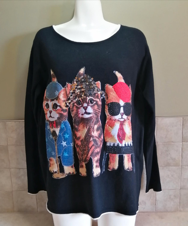 NESS Cat Sweater with Sequins & Sparkly Beads - L -  NEW in Accessories in Bedford