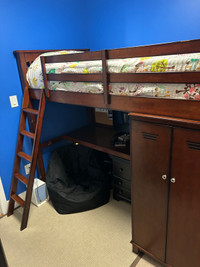 LOFT BED WITH DESK AND CLOSET