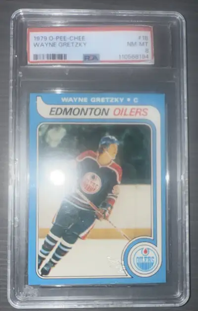 Wayne Gretzky, PSA 8 rookie card The holy Grail of hockey cards. Can you really call yourself a seri...