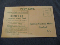 VINTAGE RUMFORD CHEMICAL WORKS COOK BOOK POSTAL CARD-1900/1920