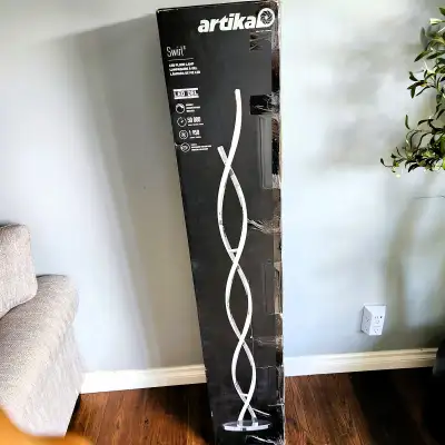 Artika Swirl Modern Floor Lamp – Black, Dimmable LED, 1600 Lumen, View more