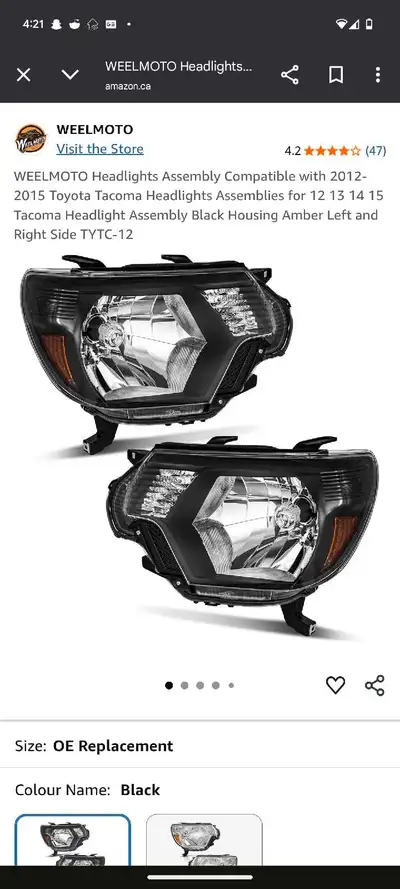 Brand new. Upgrade your Toyota Tacoma with these sleek, black Headlights Assembly, compatible with m...