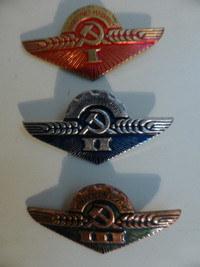 Soviet Tractor Qualified Operator Pin Set of 3