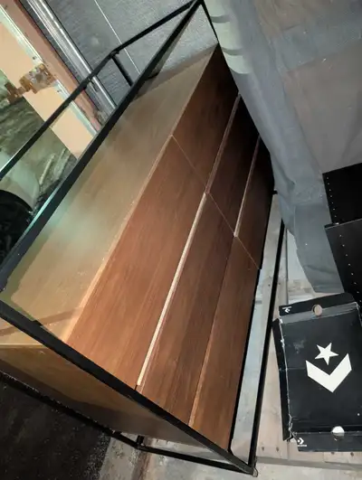 wooden dresser with glass top , View more