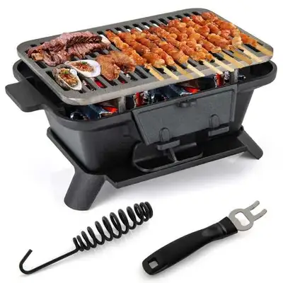 Brand New 100% Cast Iron Charcoal Grill Portable, View more