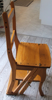 OAK Convertible Chair to 3 Step Stepstool;Handy in Kitchn/Pantry