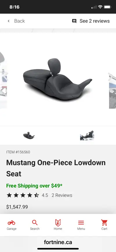 Almost new mint condition Mustang lowdown 1piece 2up seat With drivers backrest Used for only 1000 k...