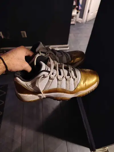 Size 7 youth Air Jordan 11 Retro Low Gold White Sneakers, View more