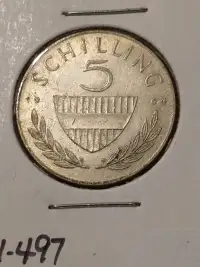 1964 Austria 5 schilling .640 silver coin KM#2889, #2011-497