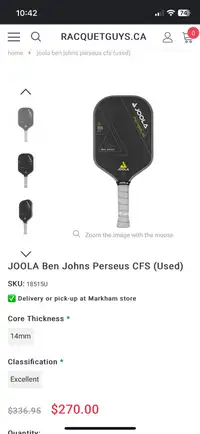 JOOLA Ben Johns Perseus CFS (Used) pickleball paddle