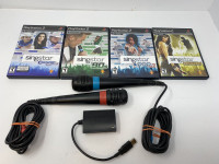 PS2 Singstar Microphones With USB Connector & 4 Games Bundle