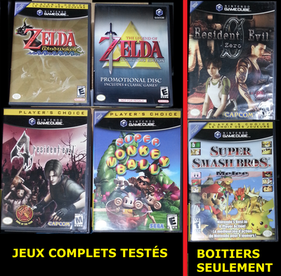 4 jeux Gamecube en très bonne condition + 2 boitiers sans les jeux (et le boitier Super Smash Bros M...