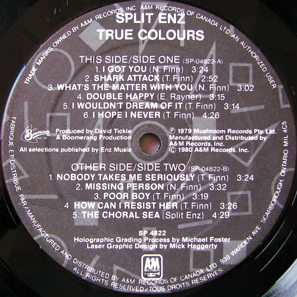 Split Enz -- True Colours * VINYLE DISQUE // VINYL RECORd | CDs, DVDs ...