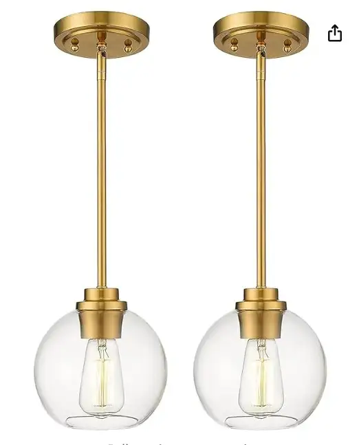 Gold Pendant Light Fixtures with Adjustable Hanging length $45 in Indoor Lighting & Fans in Brantford - Image 2