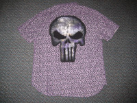 PUNISHER CUSTOM BUTTON SHIRT LARGE UNIQUE MARVEL DC COMICS RARE