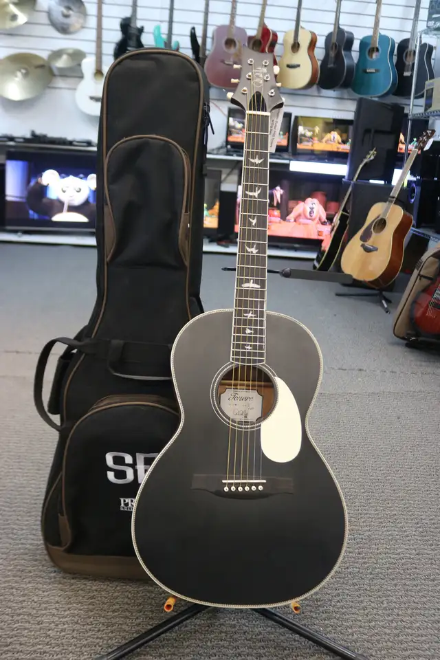 PRS SE P20- Parlor Acoustic Guitar with Gigbag - Satin Black Top in Guitars in City of Halifax - Image 2