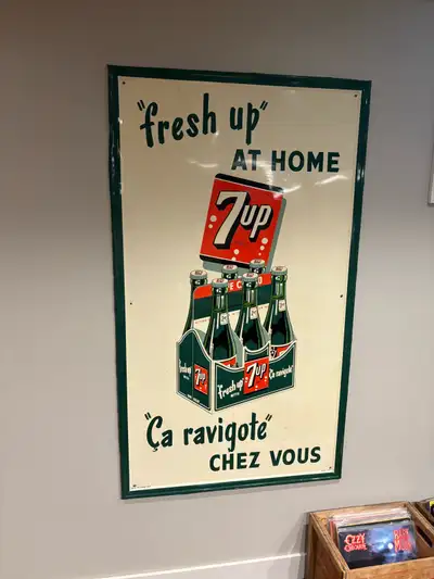 Large super clean 7up six pack sign, View more