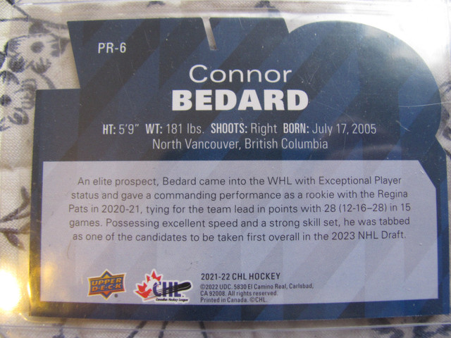 NHL  Connor Bedard Pats CHL in Arts & Collectibles in Edmonton - Image 2
