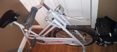 Older style exercise bike, View more