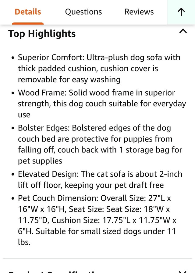 PawHut pet sofa in Accessories in Kitchener / Waterloo - Image 4