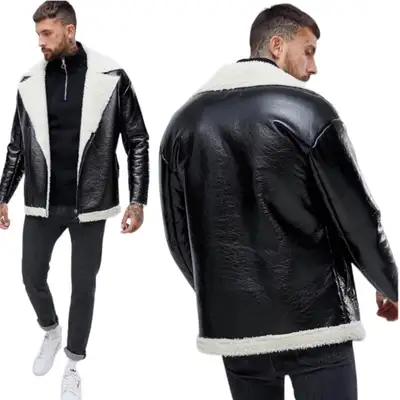 ASOS OVERSIZED FAUX SHEARLING IN VINYL JACKET SIZE M - BNWT, View more