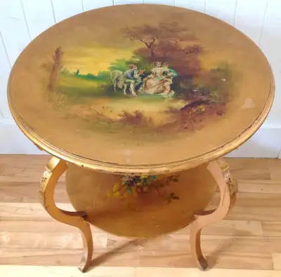 RÉDUIT Antiquité Art Deco. Table basse. Bois peint, View more