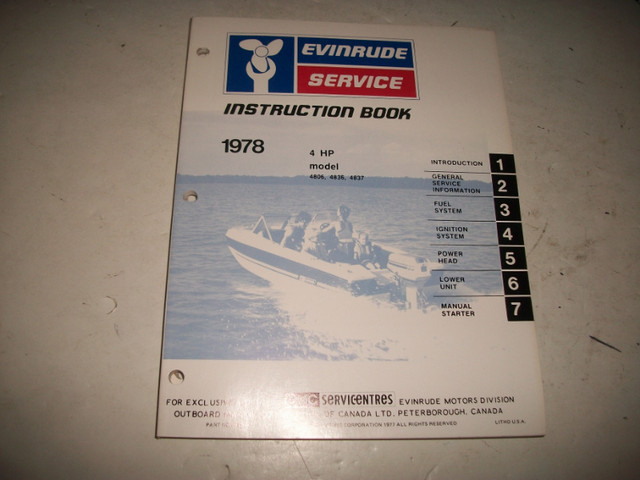 1978 EVINRUDE OUTBOARDS SHOP SERVICE MANUALS in Boat Parts, Trailers & Accessories in Belleville - Image 2