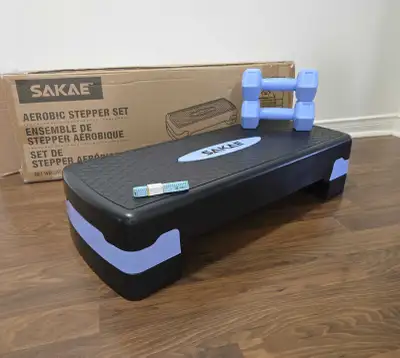 Aerobic Stepper Set w/ Dumbbells – Blue/Pink/Green available, View more