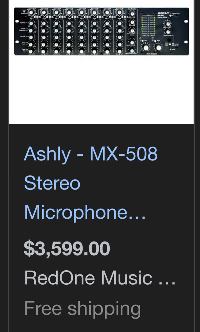 Ashly MX-508 transformer Summing Mixer dans Matériel audio professionnel  à Ville de Montréal - Image 4