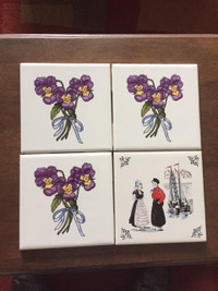 4 VINTAGE DECORATIVE TILES (20$ for all 4 tiles)