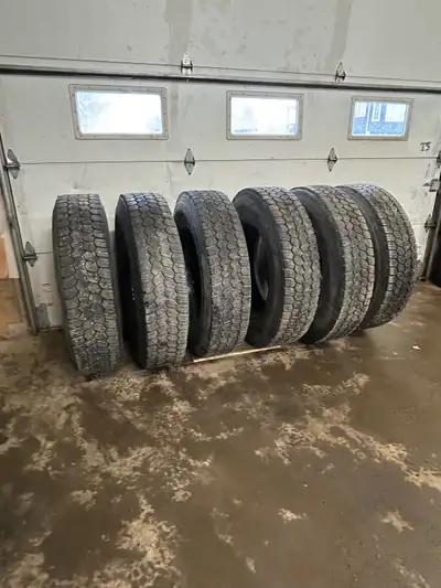 6) 11R24.5 winter tread truck tires, good condition . Tread ranges from 11 to 12 mm (1/2") these are...
