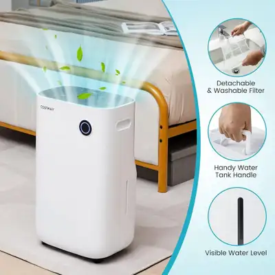 4500 Sq.Ft Dehumidifier for Basement & Large Room, 73-Pint Quiet Dehumidifier with 5 Modes, 3-Color...