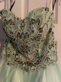 Beautiful light teal formal girls dress and shoes