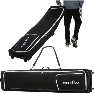 LIKE NEW Rolling Double Padded Ski Bag with Wheels (Athletico), View more