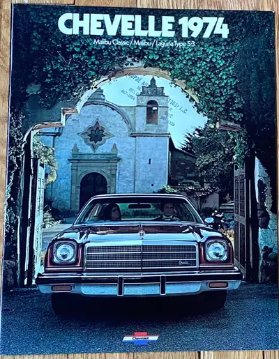 1974 CHEVELLE AUTO BROCHURE FOR SALE THIS ENGLISH BROCHURE HAS 16 coloured pages Showing all models...
