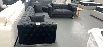 Black Velvet Chesterfield Sectional Sofa, View more