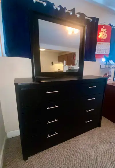 8 Drawer Black Dresser w/ Mirror 37.5”H x 54.5”W, View more