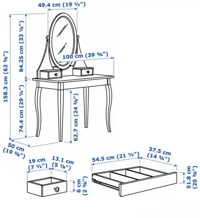 HEMNESDressing table with mirror, white in Other Tables in City of Toronto - Image 3