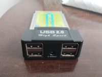 PCMCIA 32-Bit Combo USB 2.0 CardBus Card for Laptop - 4 - port