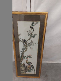 Framed Embroidery Wall Art Flowers and Bird 针织花鸟绣品