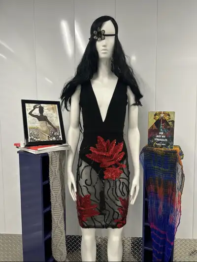 Stunning Black & Red Sequin Mini Dress, View more