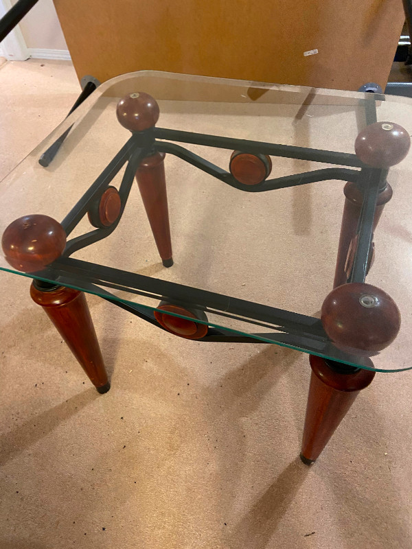 Wood and Glass Side table in Coffee Tables in Edmonton