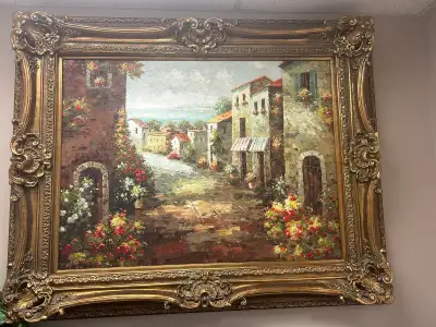 Large Mediterranean Hand-Painted Wall Art (Framed), View more