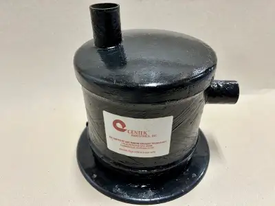 This wet muffler built by Centek in heavy duty spun fibreglass (Model 1500020) was installed on a ra...